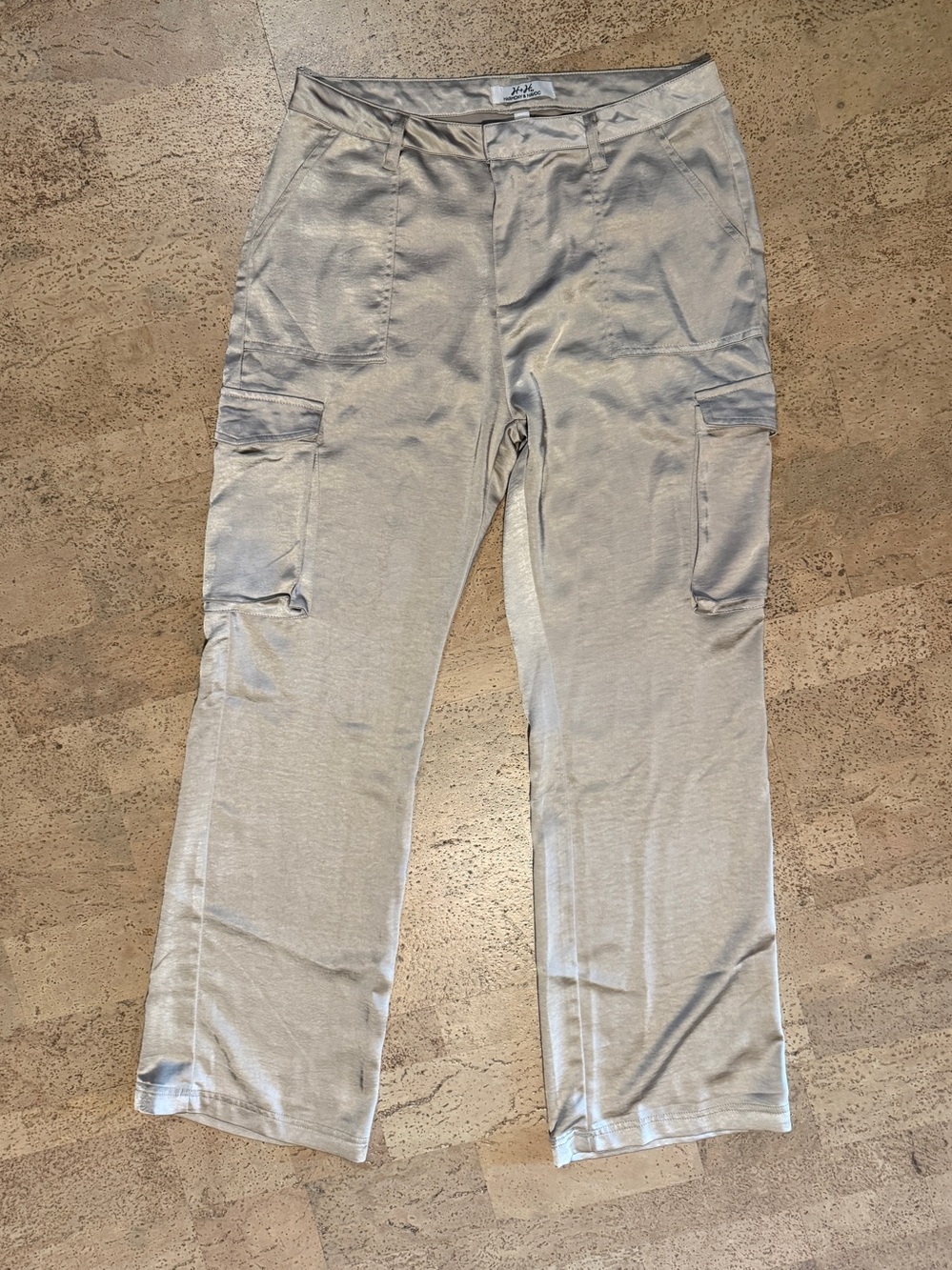 Satin-y Cargo Pants - Tan, Beige, Size 10